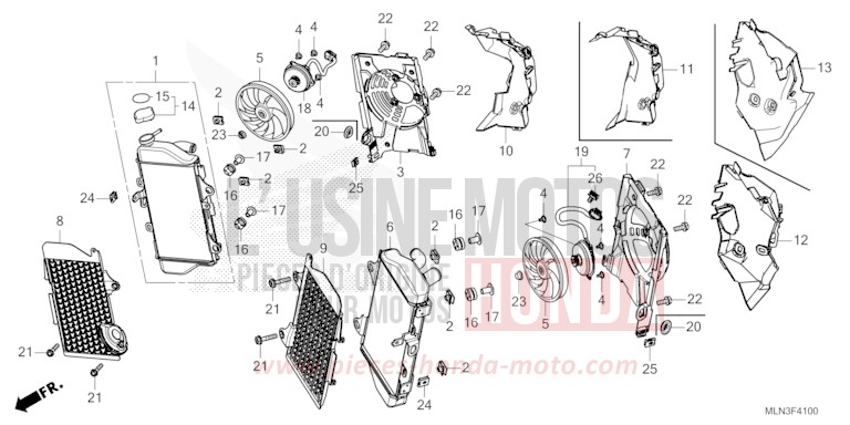 RADIATEUR de Africa Twin MAT BALLISTIC BLACK METALLIC (NHA86) 2024